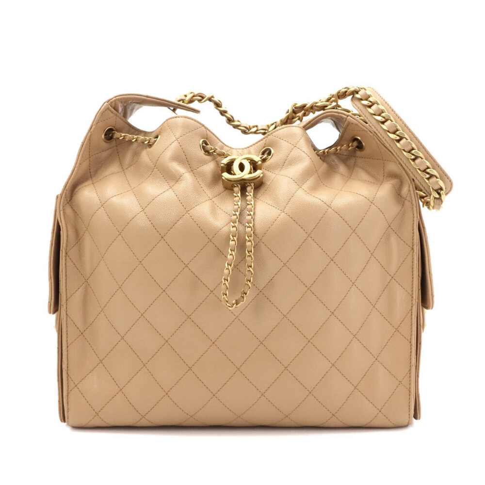 Chanel 25 Small Shoulder Handbag, Caviar Leather, Beige, AS5293, Gold Hardware.